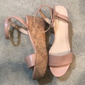 Nine West Pale Pink Ankle Strap Wedge Sandal-Size 10